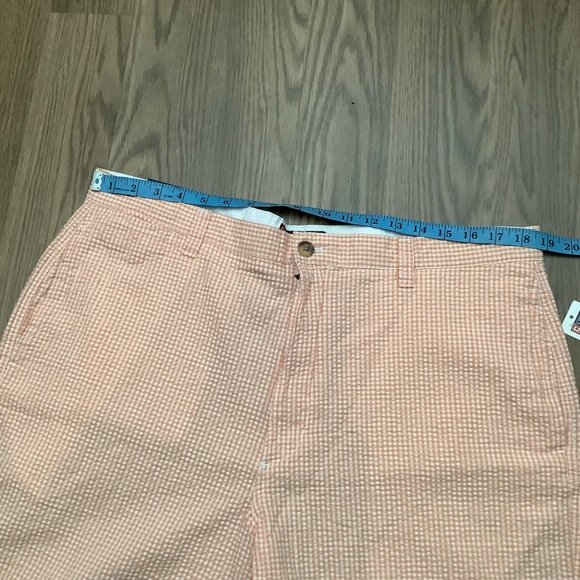 Chaps Mens Textured Plaid Shorts Size 38 Pockets Orange Flat Front - 8” Inseam - Picture 3 of 12